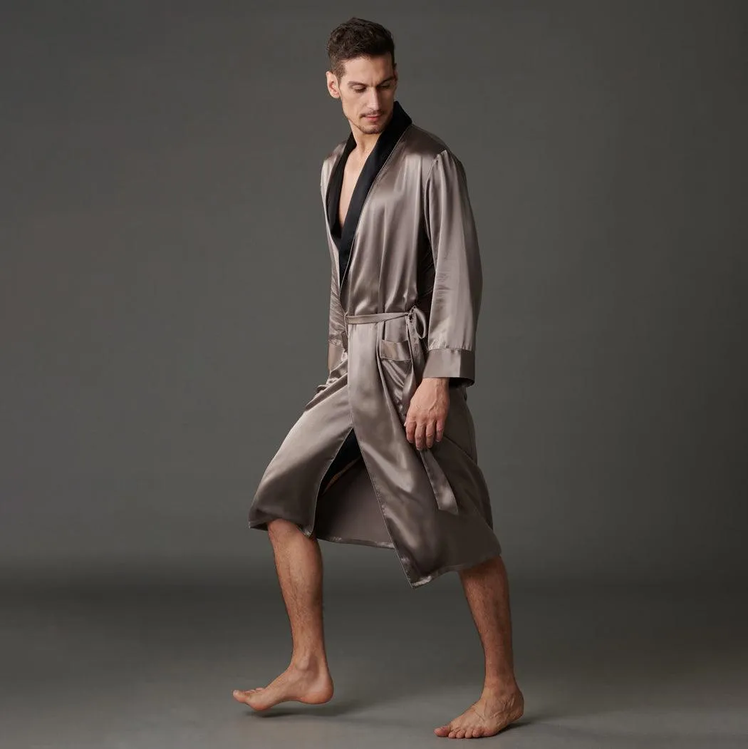 Best Luxury Silk Robe For Mens Long Sleeves Silk Sleepwear Silk Bathrobe