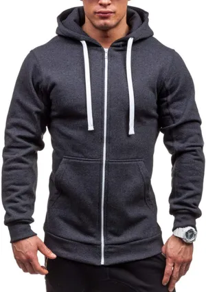BIFUTON Hoodies for Men Zip Up, Mens Slim Fit Comfortable Casual Jogging Hoodie with Pockets Long Sleeve Full-Zip Sweatshirts