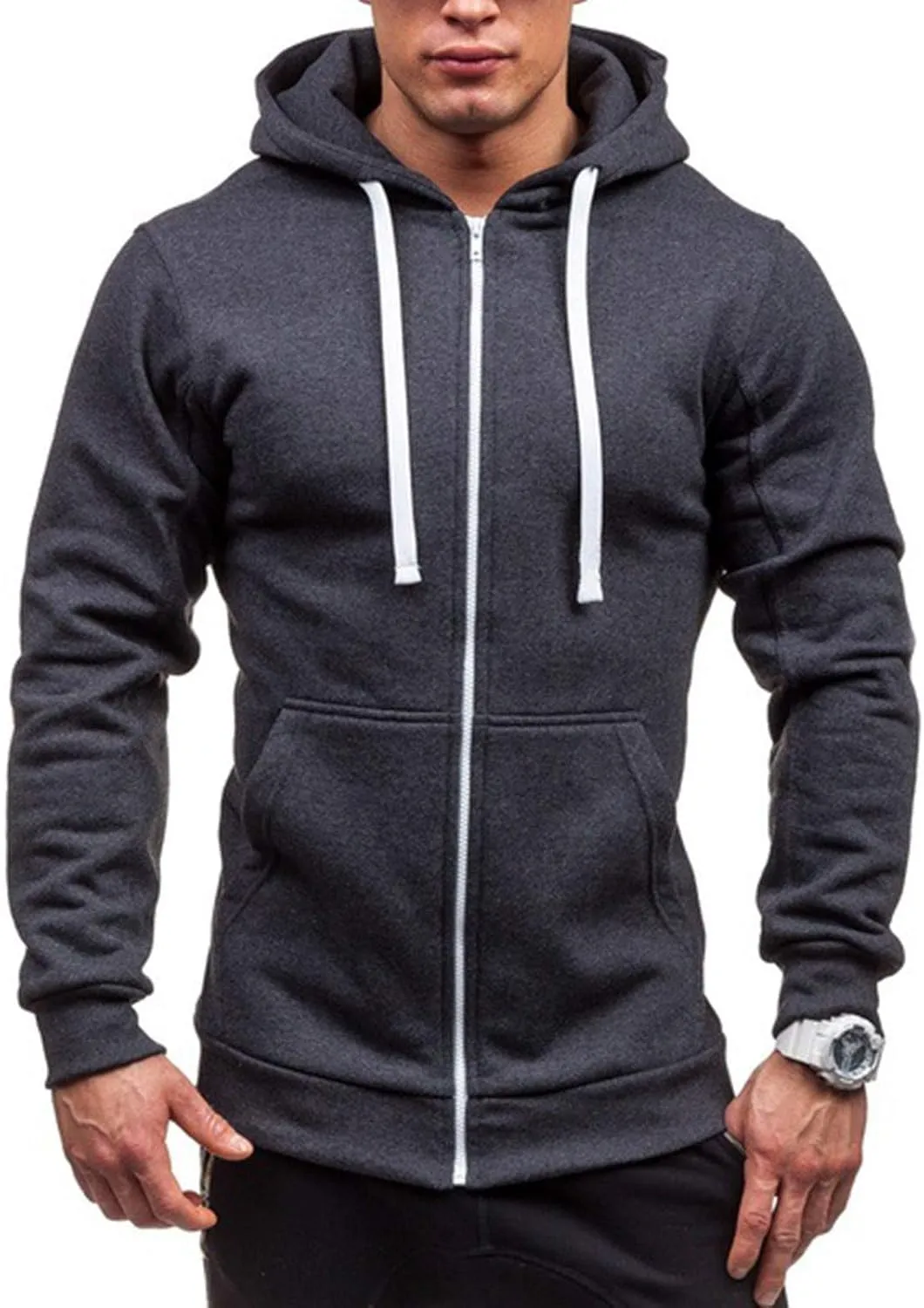 BIFUTON Hoodies for Men Zip Up, Mens Slim Fit Comfortable Casual Jogging Hoodie with Pockets Long Sleeve Full-Zip Sweatshirts