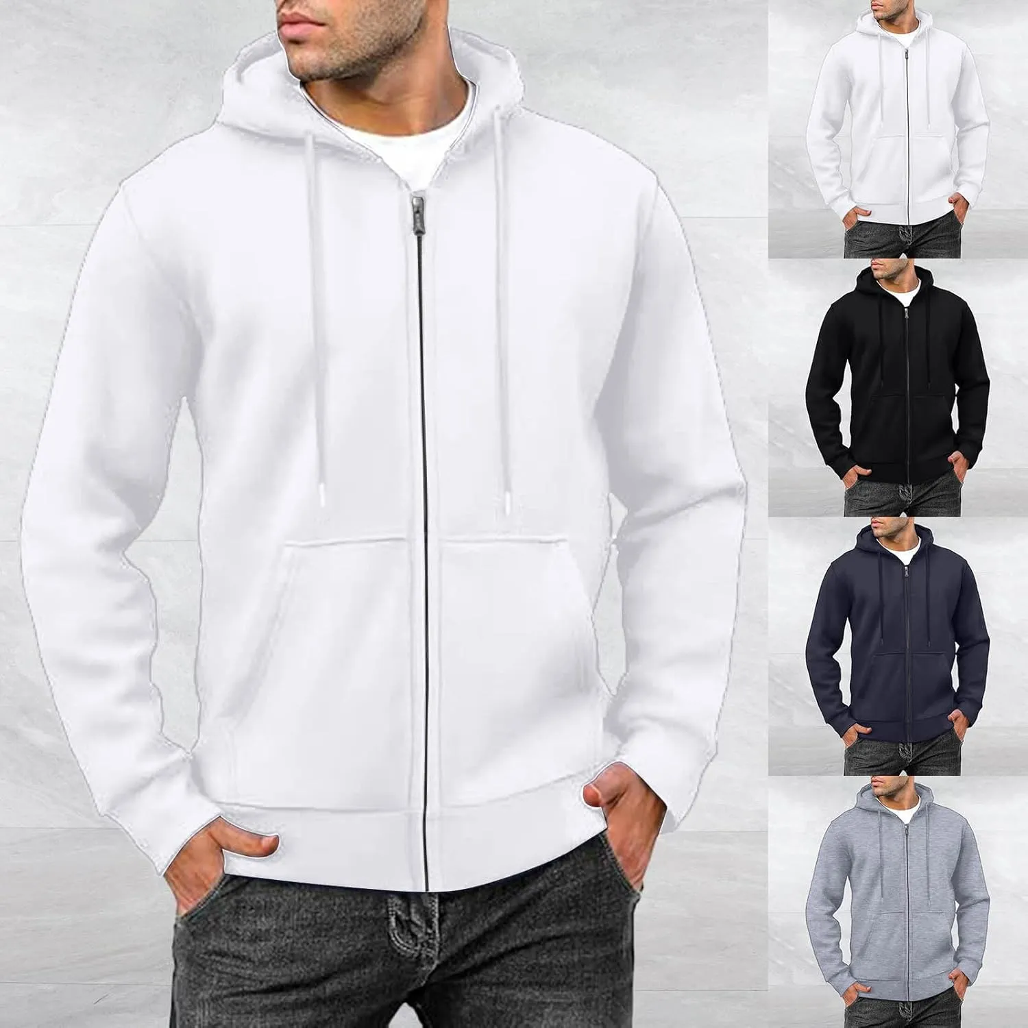 BIFUTON Mens Hooded Sweatshirt Lightweight Full Zip Up Pullover Men Hoodies Long Sleeve Tops Sports Jackets with Pockets