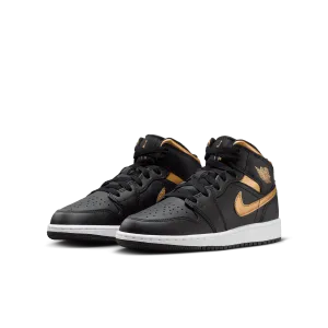 Big Kids' Air Jordan 1 Mid "Black Metallic Gold"