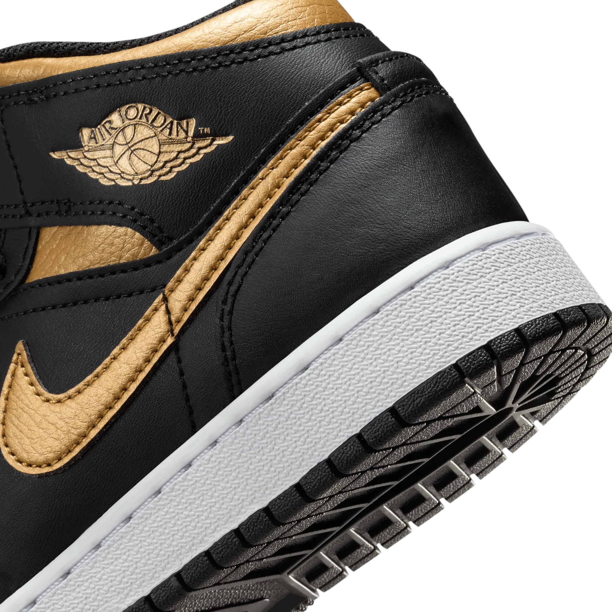 Big Kids' Air Jordan 1 Mid "Black Metallic Gold"