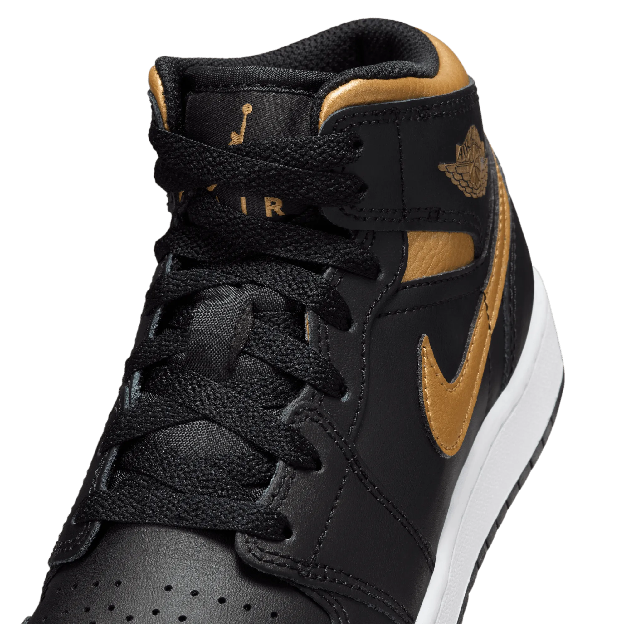 Big Kids' Air Jordan 1 Mid "Black Metallic Gold"