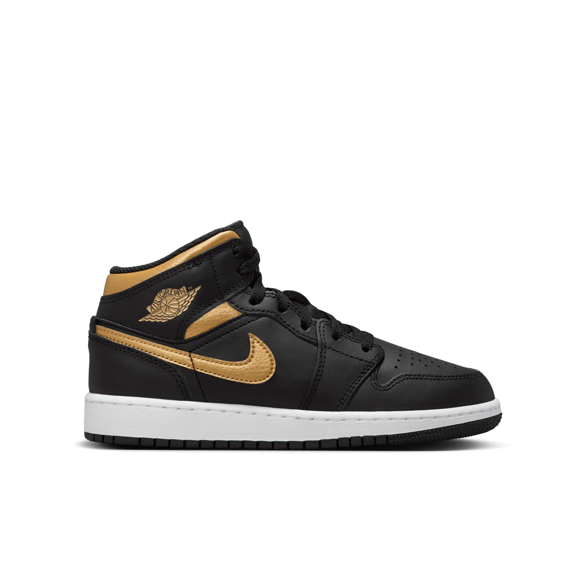 Big Kids' Air Jordan 1 Mid "Black Metallic Gold"