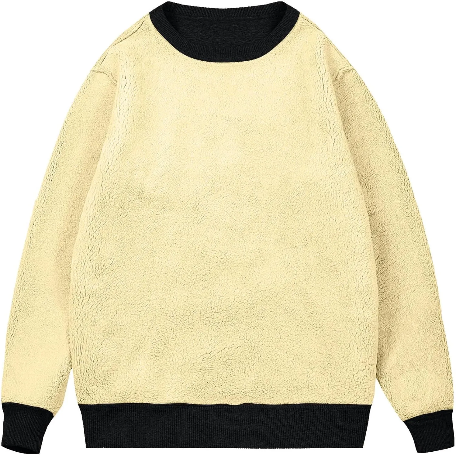 Binmer Men's Crewneck Sweatshirt Winter Warm Sherpa Lined Pullover Tops Plus Size Fleece Thermal Sweater for Cold Weather