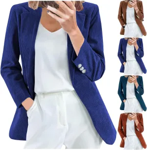 Binmer Women Corduroy Blazer Jackets Casual Boyfriend Open Front Dressy Business Work Office Suit Coat Loose Fit Fall Outwear