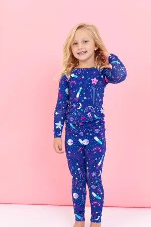 Bird & Bean Bamboo Long Sleeve PJ Set - Deep Blue Galaxy