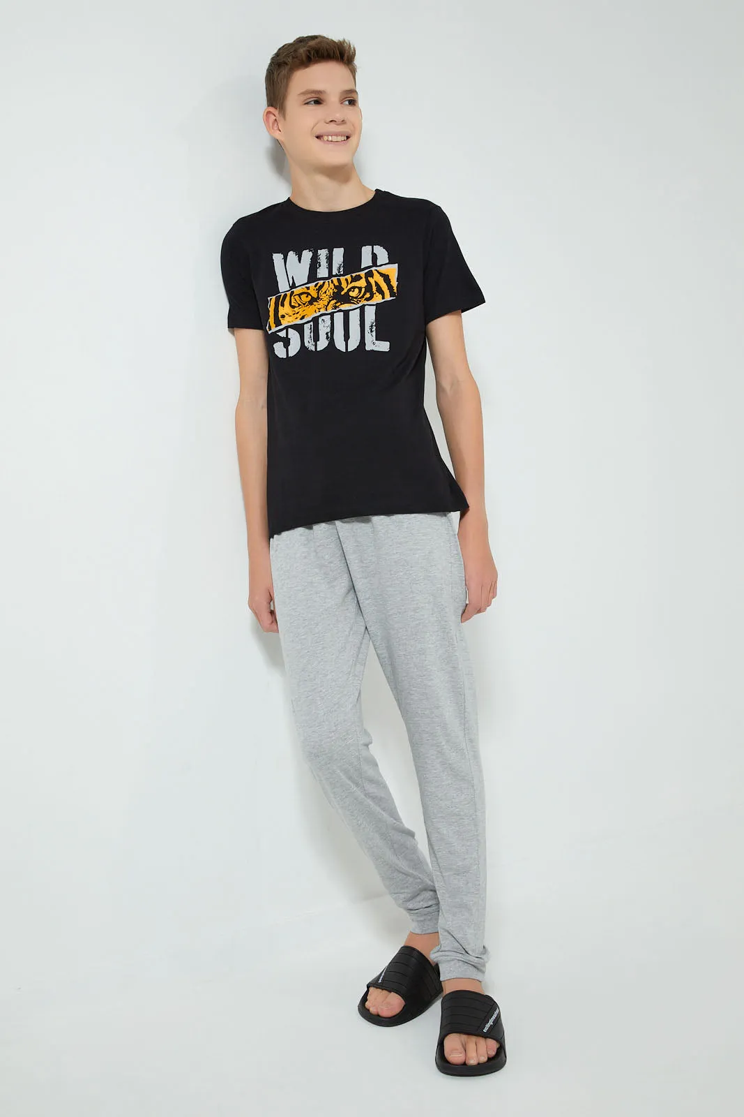 Black And Grey Wild Soul Pyjama Set (2 Piece)