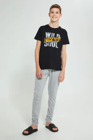 Black And Grey Wild Soul Pyjama Set (2 Piece)