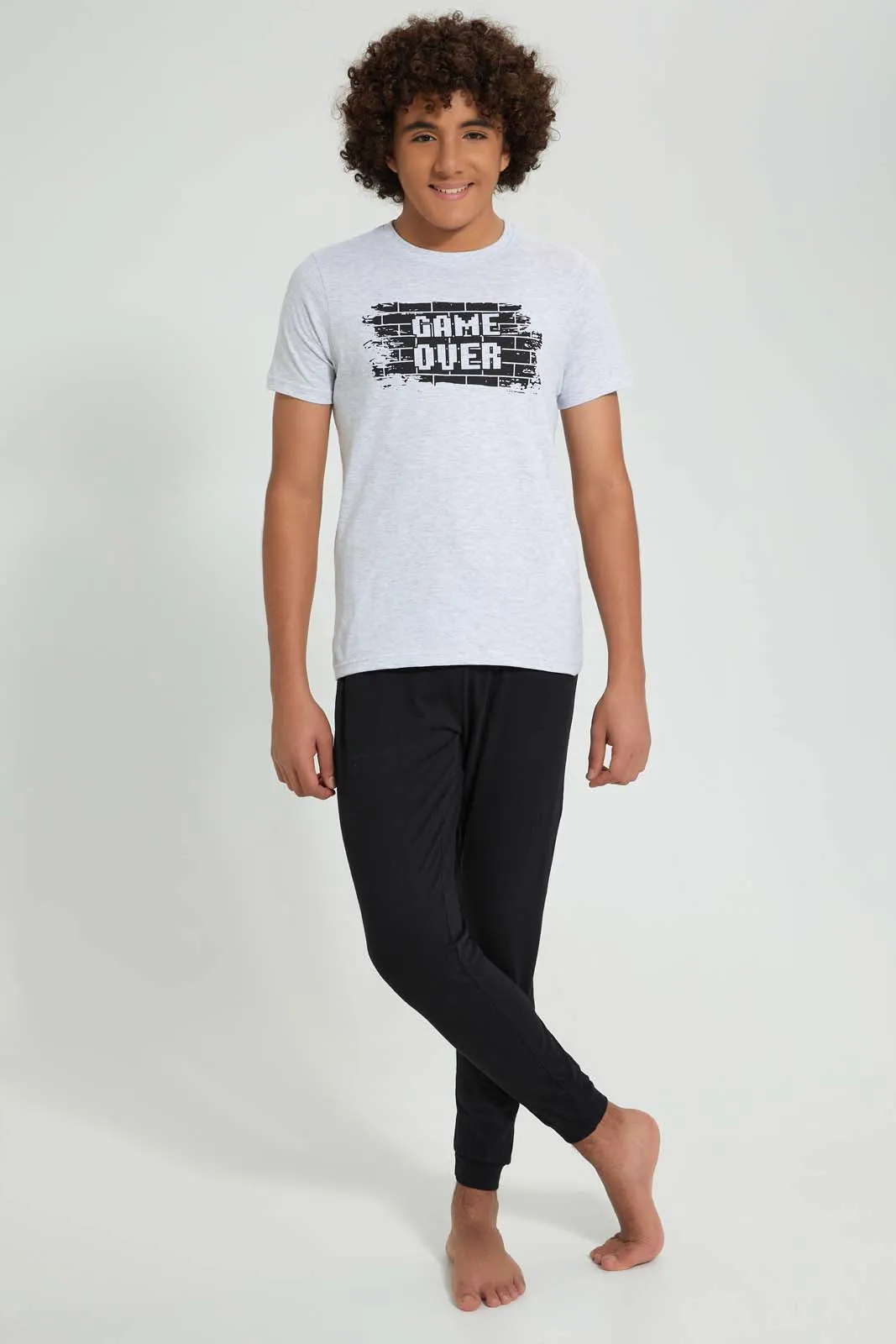 Black And White Pyjama Set (2 Piece)