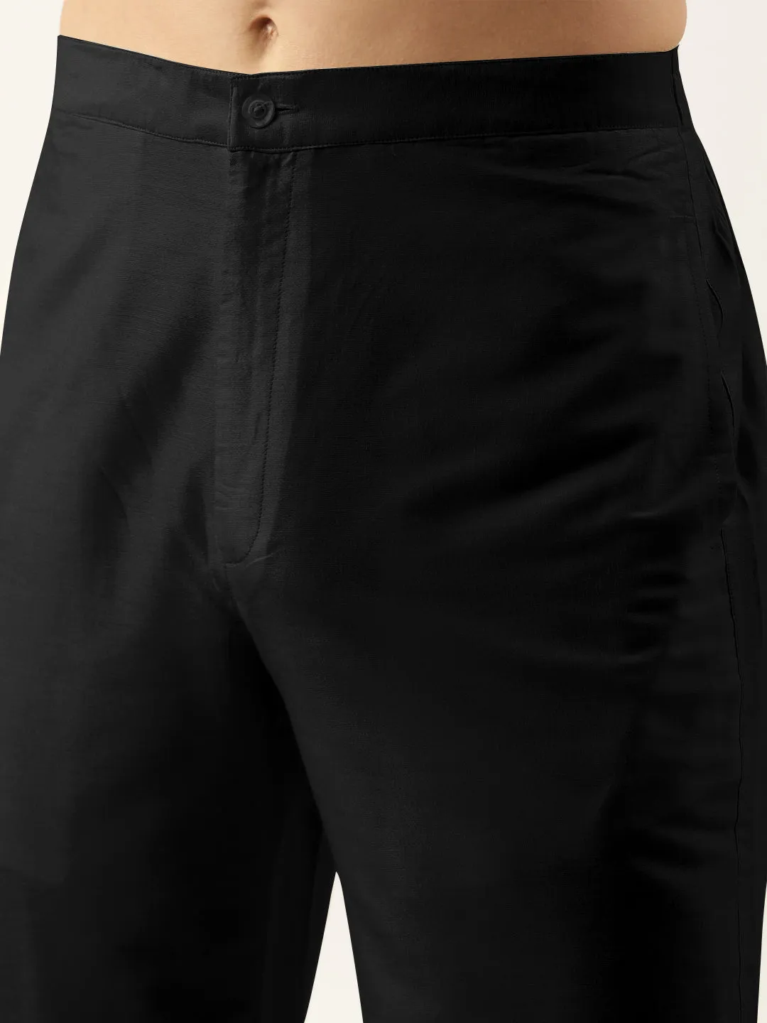 Black Cotton Silk Pant Pajama