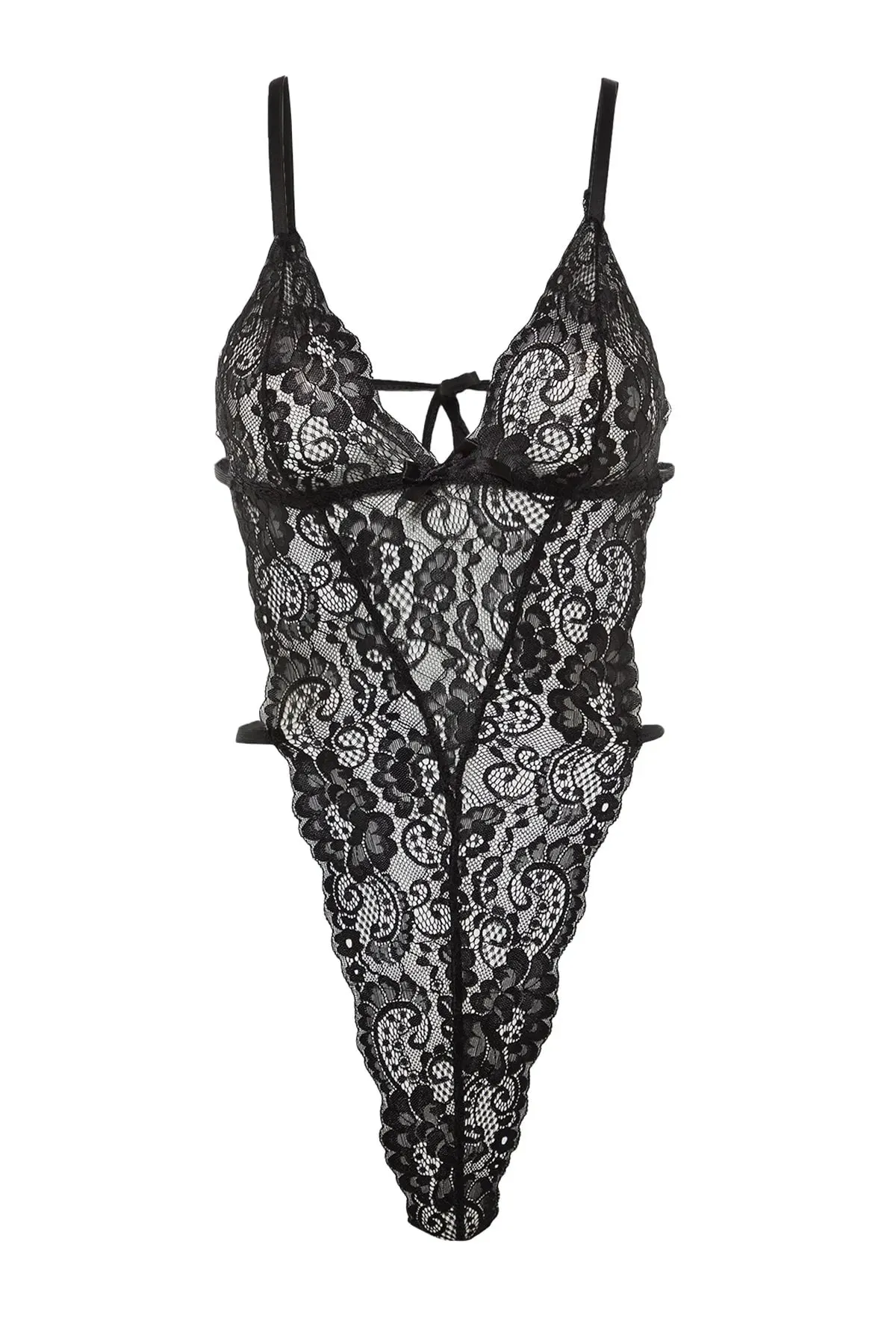 Black Lace Knitted Snap Body