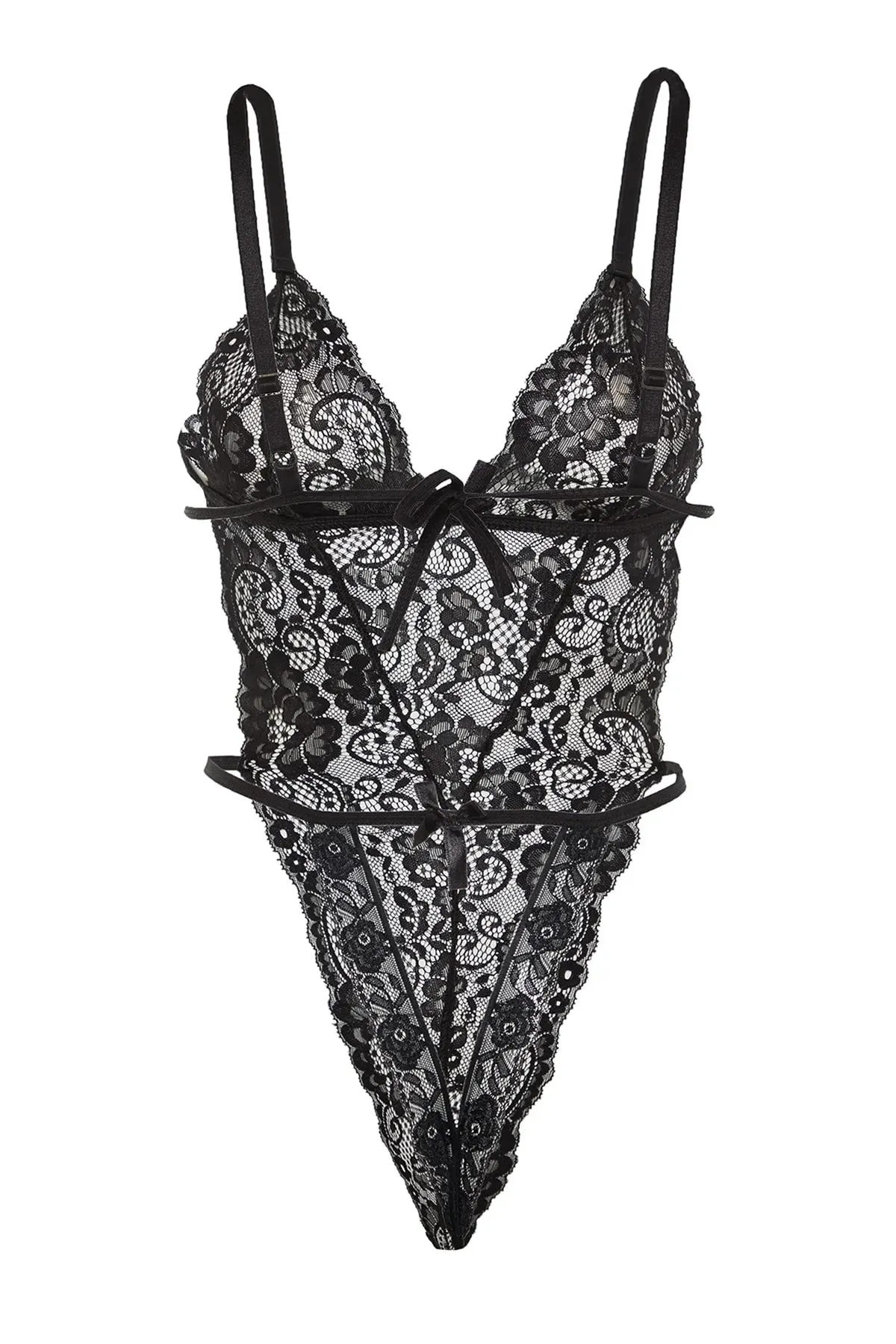 Black Lace Knitted Snap Body