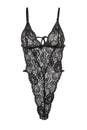 Black Lace Knitted Snap Body