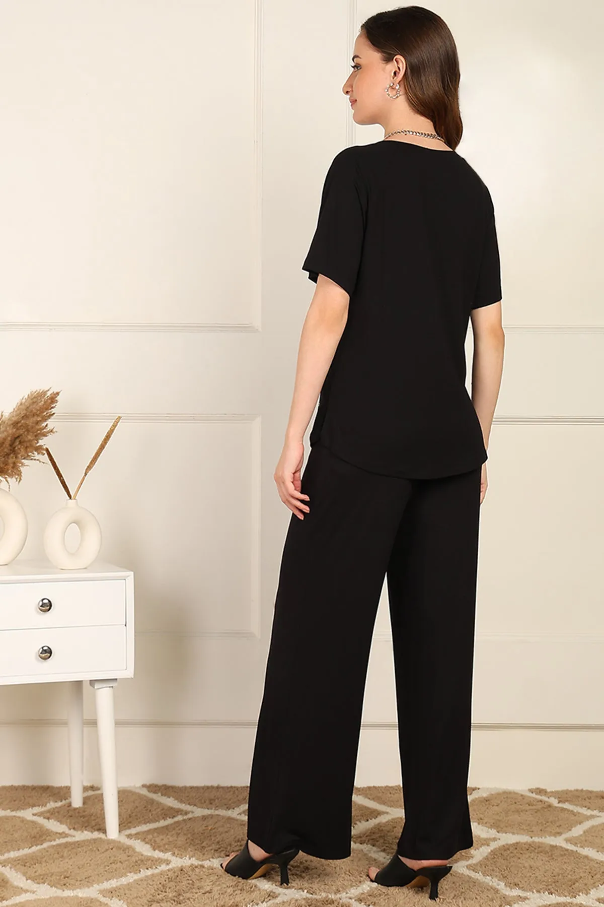 Black Maternity Pajama Set