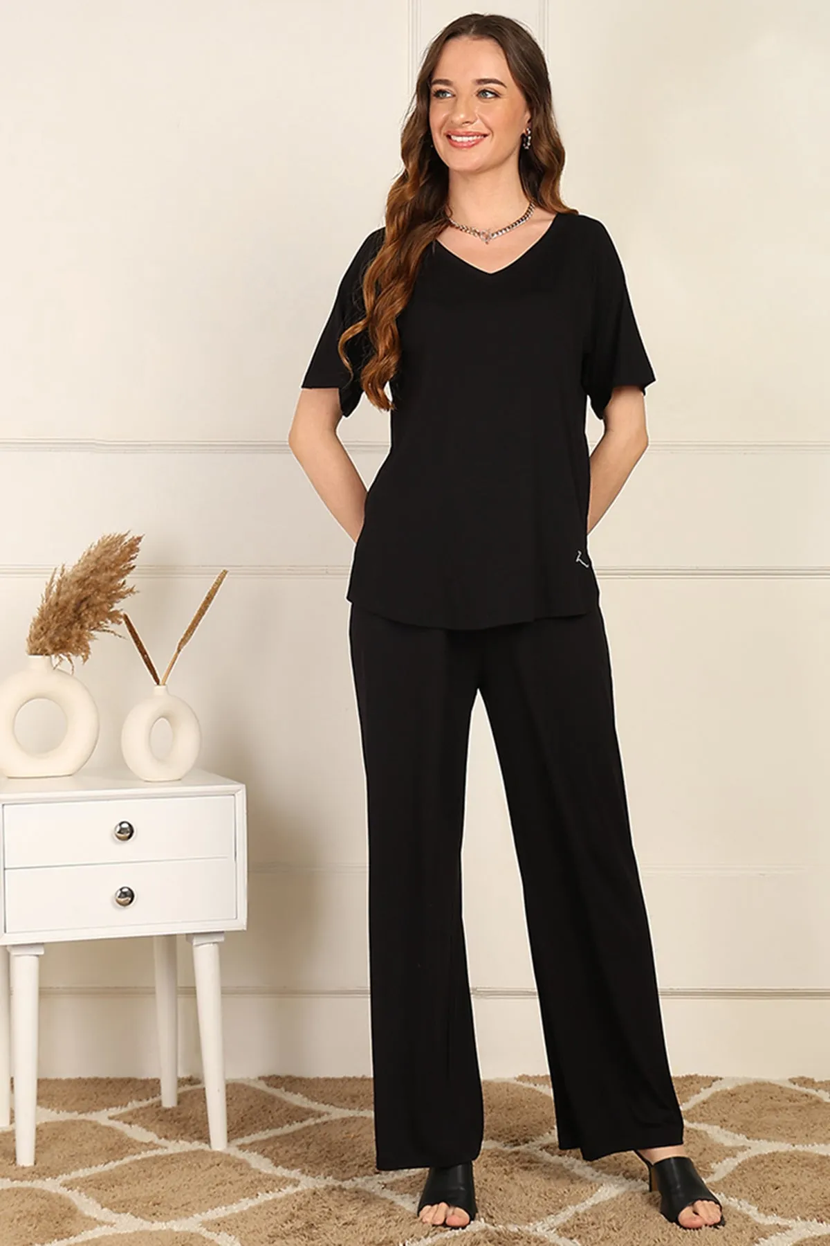 Black Maternity Pajama Set