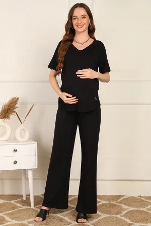 Black Maternity Pajama Set
