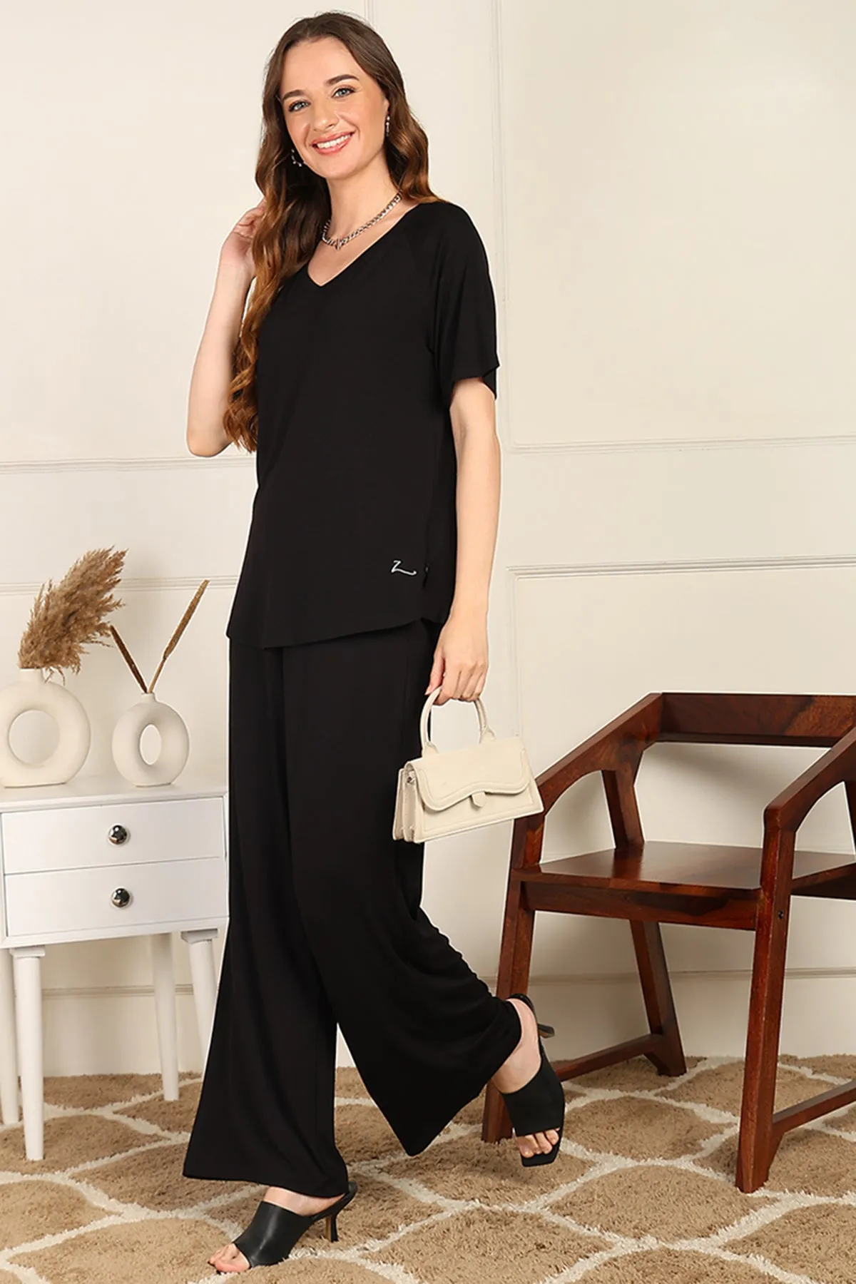Black Maternity Pajama Set