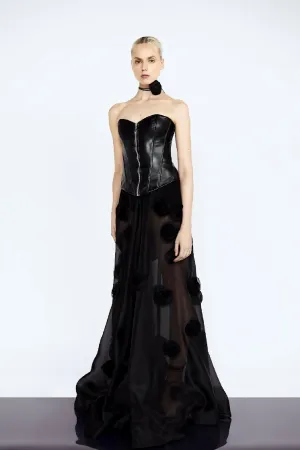 Black Organza Skirt with silk organza giant roses