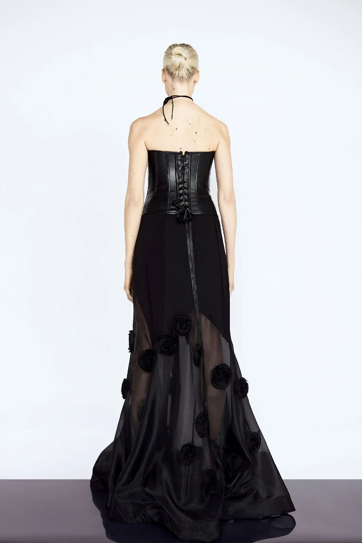 Black Organza Skirt with silk organza giant roses