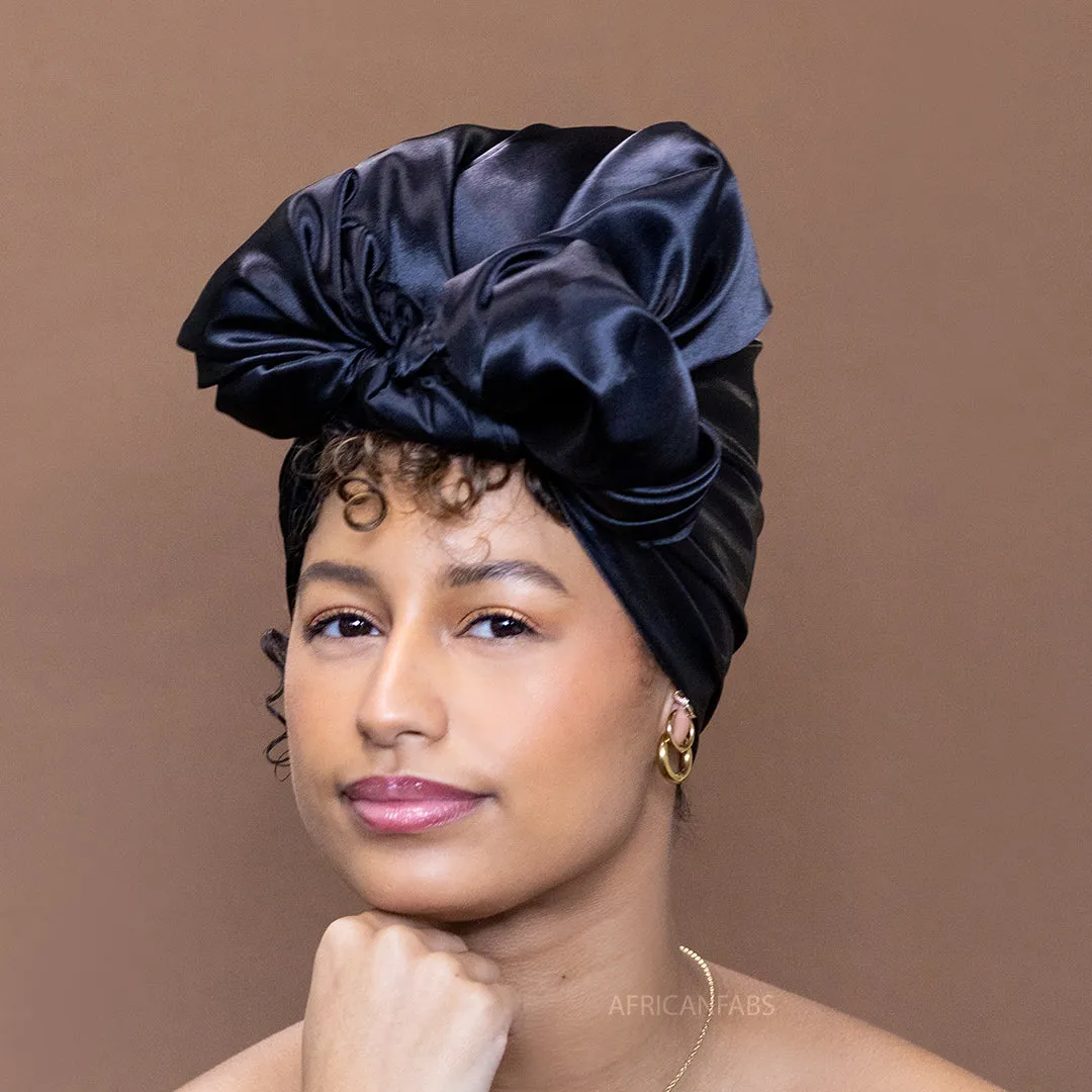 Black Satin scarf / bandana / square headwrap