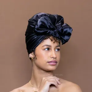 Black Satin scarf / bandana / square headwrap