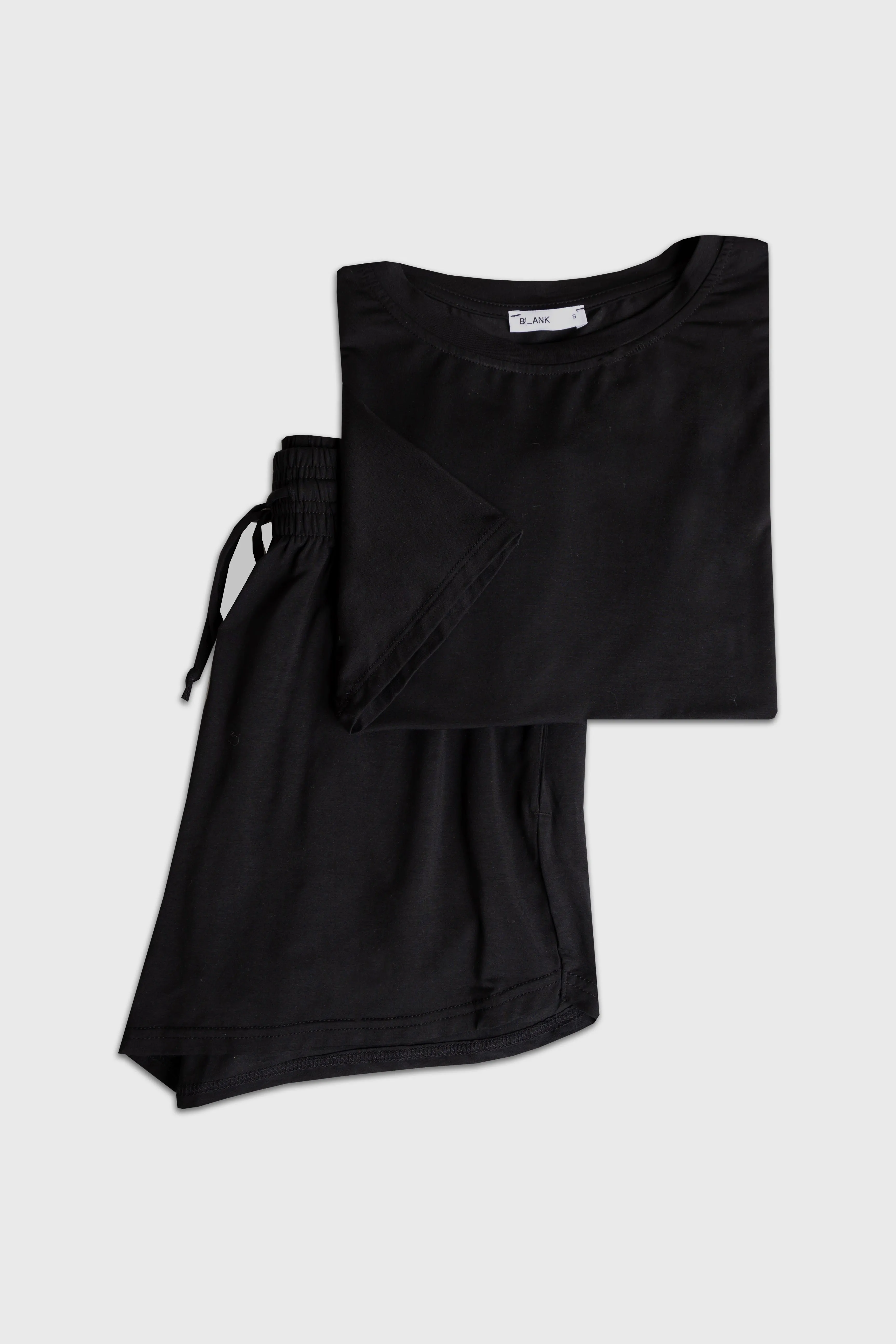 Black Short Sleeve Top and Shorts