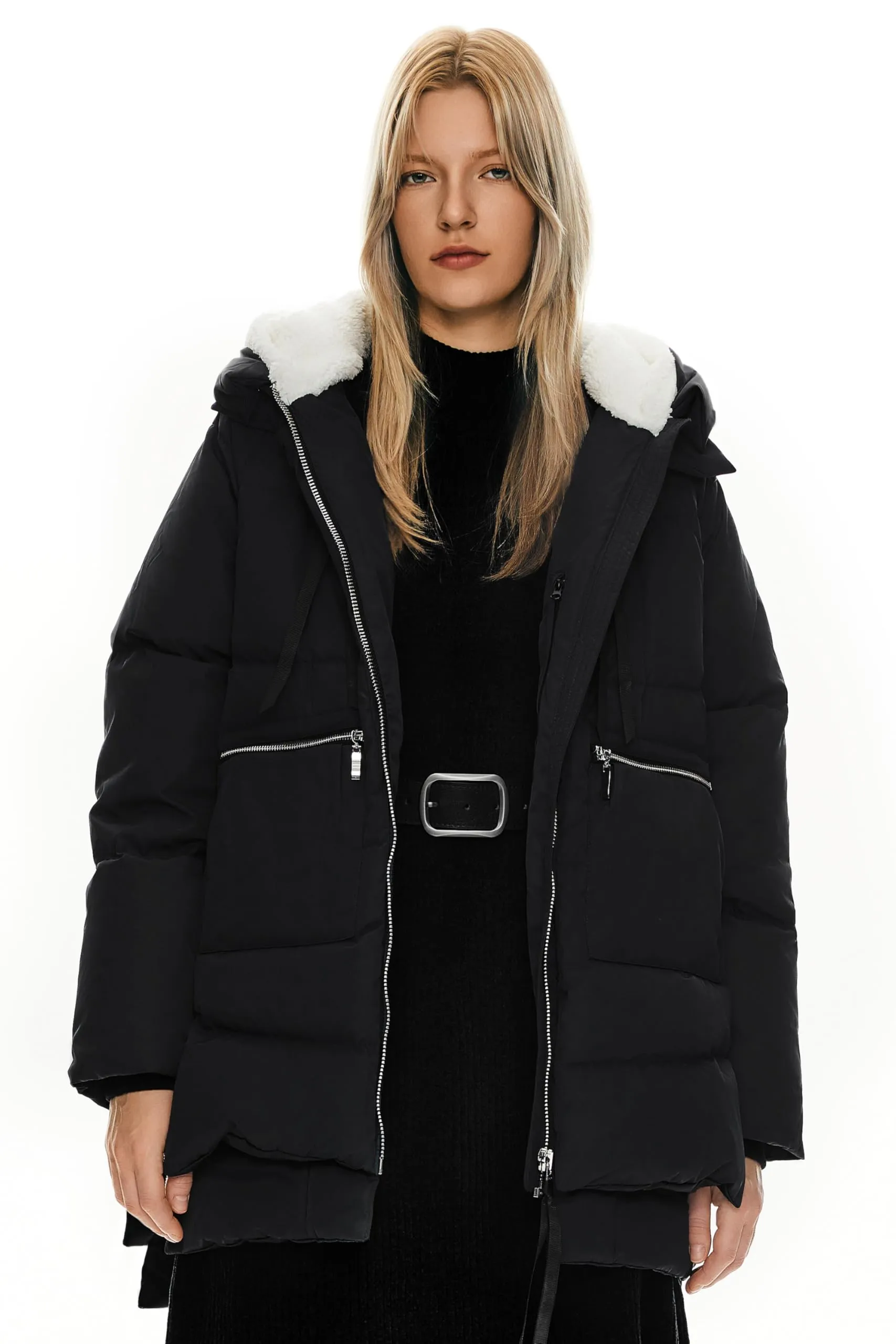 Black Women's Thickened Down Jacket with Filler and Duck Feather - Orolay