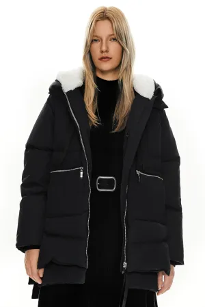 Black Women's Thickened Down Jacket with Filler and Duck Feather - Orolay