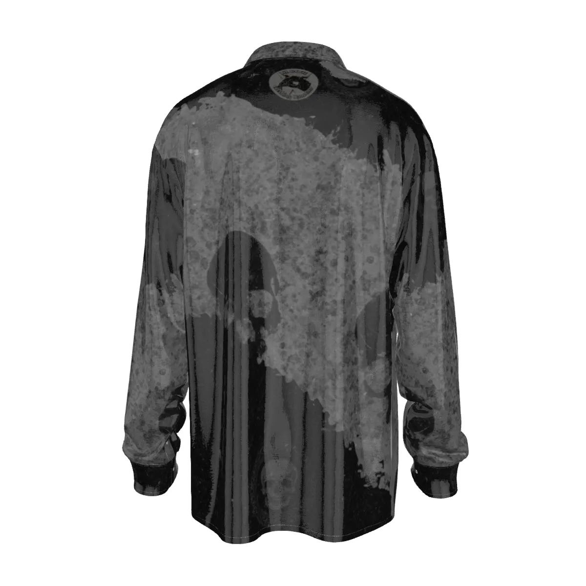 Blk/grey skull Print Men's Imitation Silk Long-Sleeved Shirt
