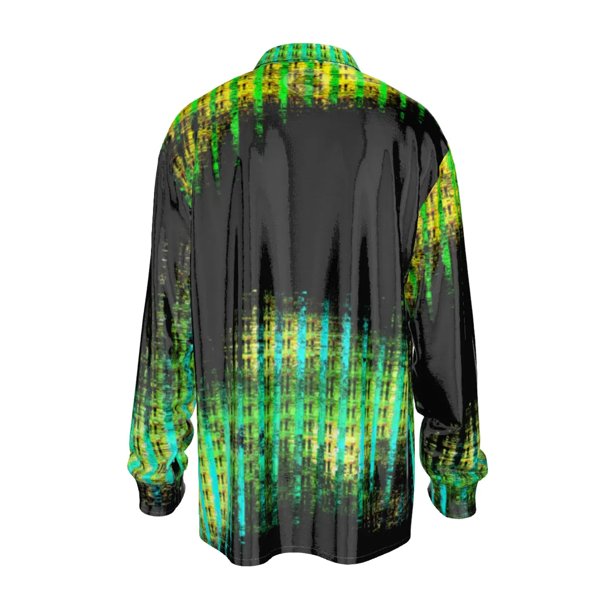 Blk/mixed abstract Print Men's Imitation Silk Long-Sleeved Shirt