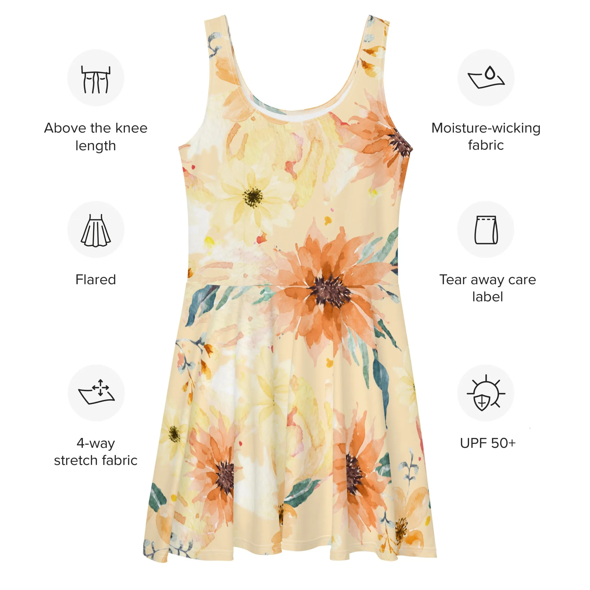 Blossom Breeze: Casual Floral Print Skater Dress, lioness-love