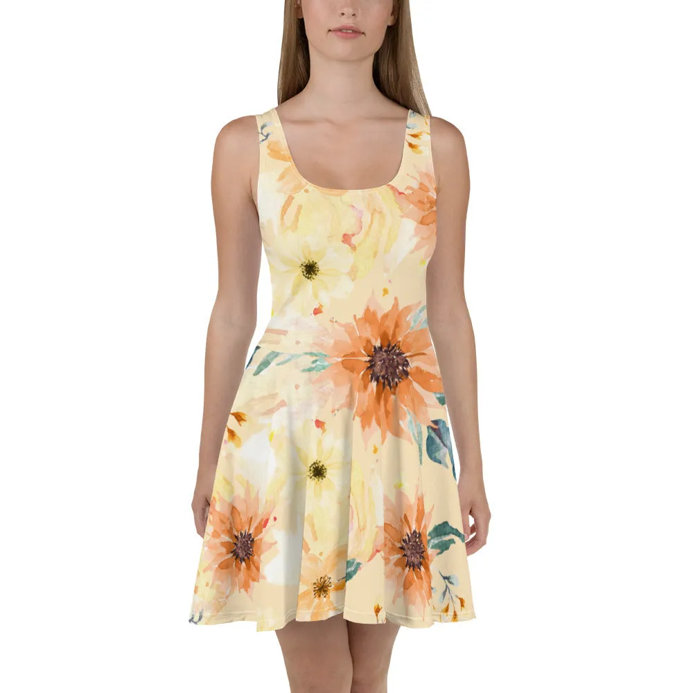 Blossom Breeze: Casual Floral Print Skater Dress, lioness-love