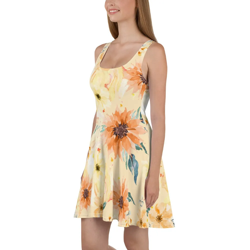 Blossom Breeze: Casual Floral Print Skater Dress, lioness-love