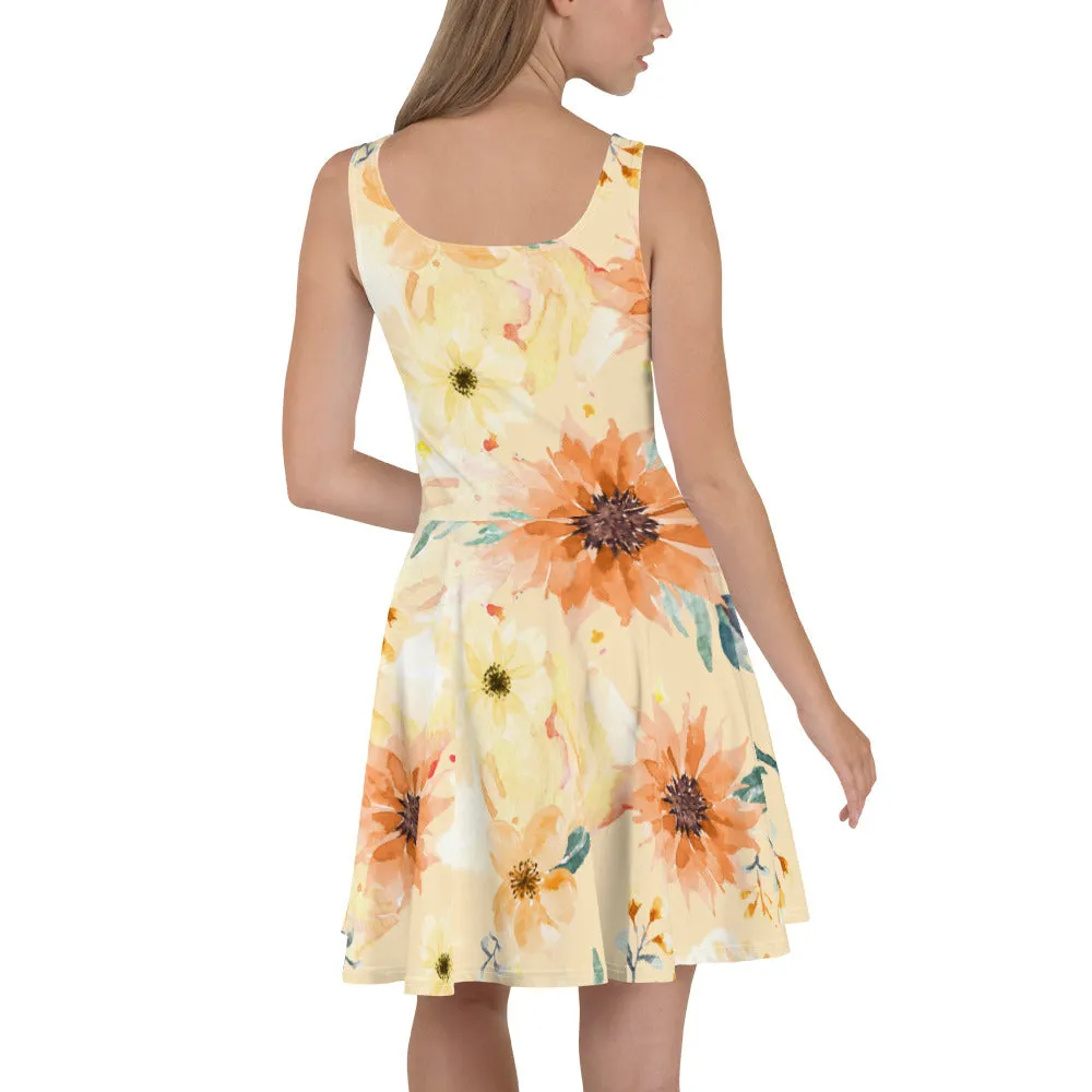 Blossom Breeze: Casual Floral Print Skater Dress, lioness-love