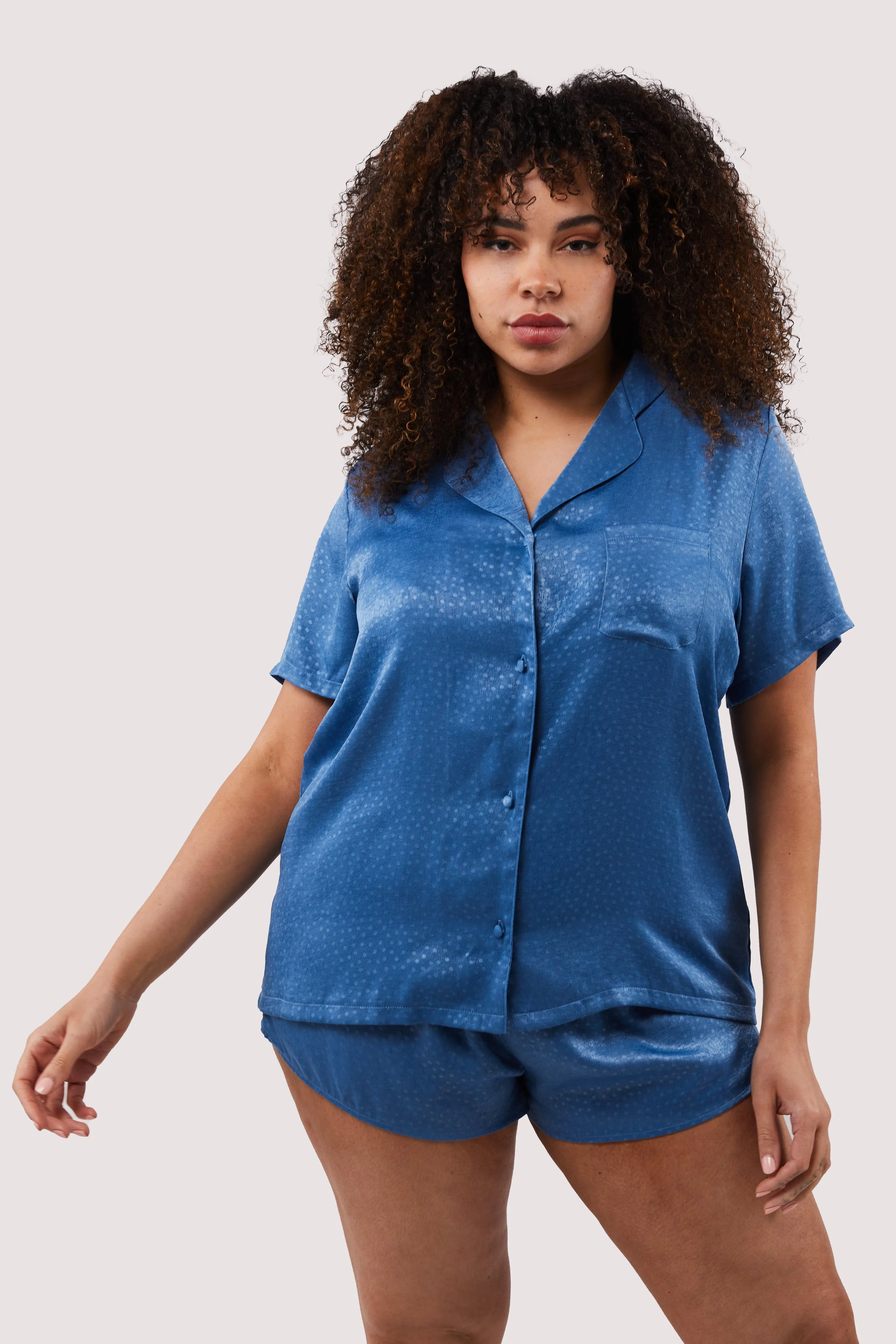Blue Jacquard Pyjama Set