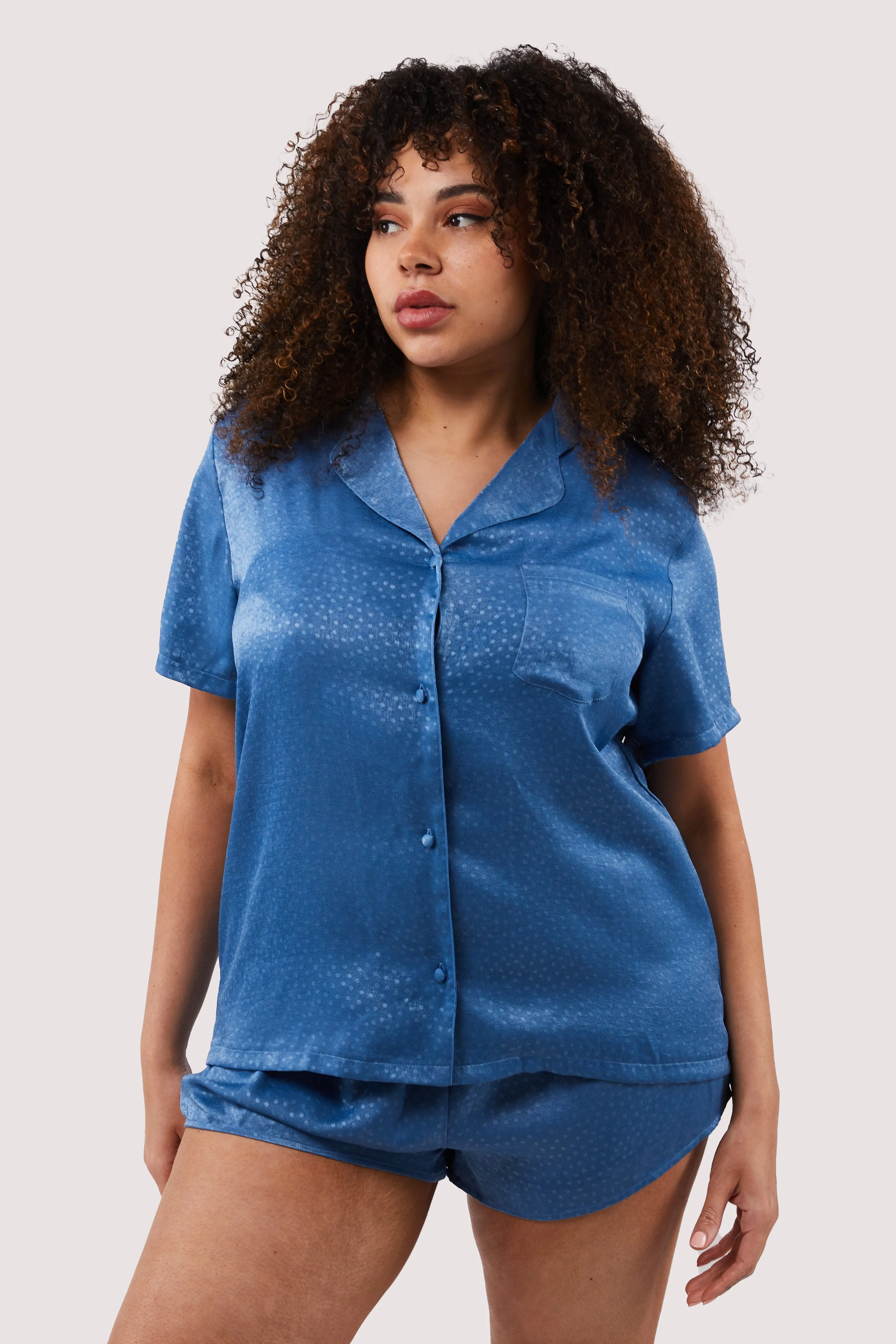 Blue Jacquard Pyjama Set