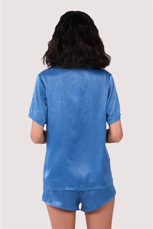 Blue Jacquard Pyjama Set
