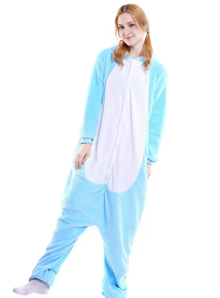 Blue Rabbit Onesies Animal Pajamas Flannel Sleepwear