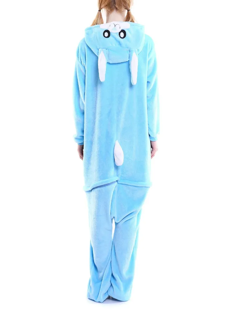 Blue Rabbit Onesies Animal Pajamas Flannel Sleepwear