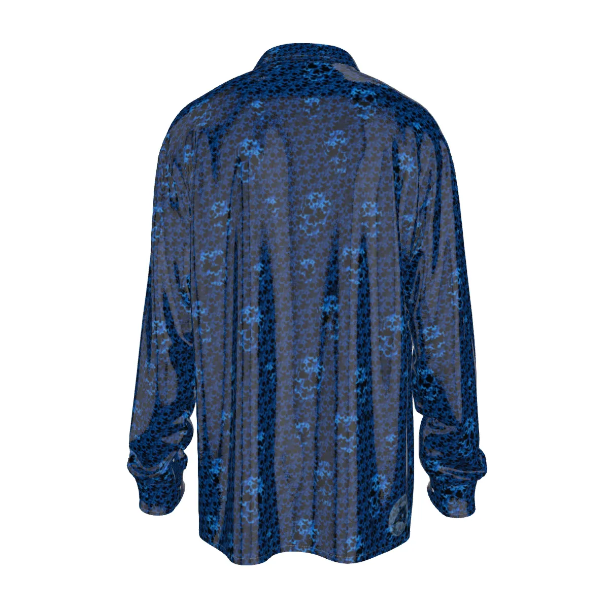 Blu/on blk skulls Men's Imitation Silk Long-Sleeved Shirt