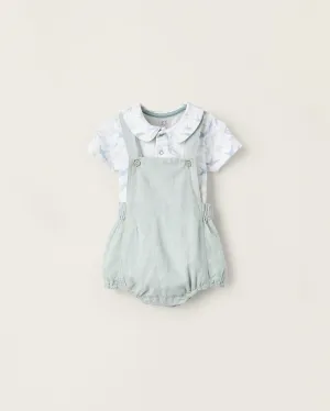 Bodysuit   Jumpsuit for Newborn Boys 'Swallows', White/Green/Blue