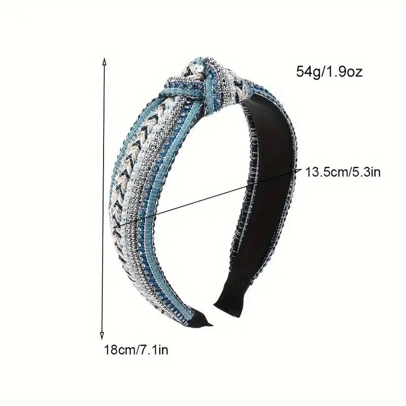 Boho Chic Denim Knotted Headband