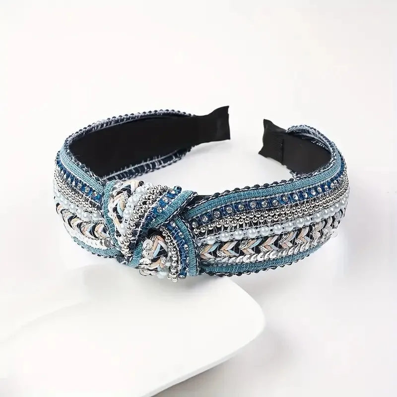 Boho Chic Denim Knotted Headband