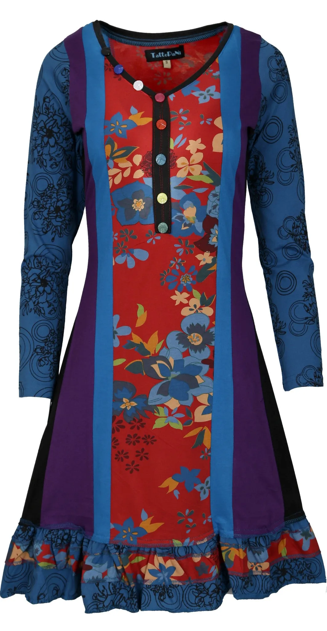 Bottom Sweep Floral Print Designed Dress.