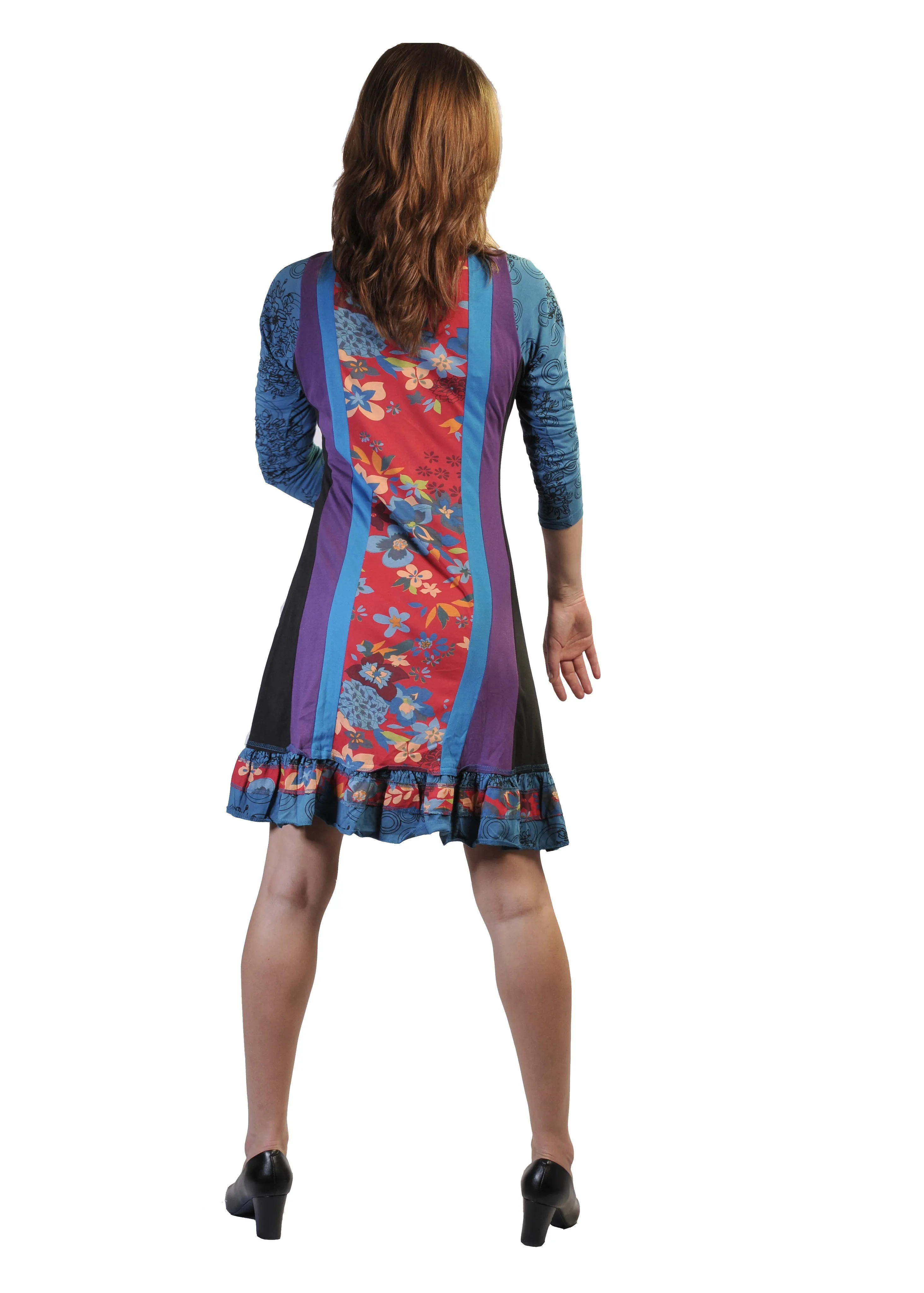 Bottom Sweep Floral Print Designed Dress.