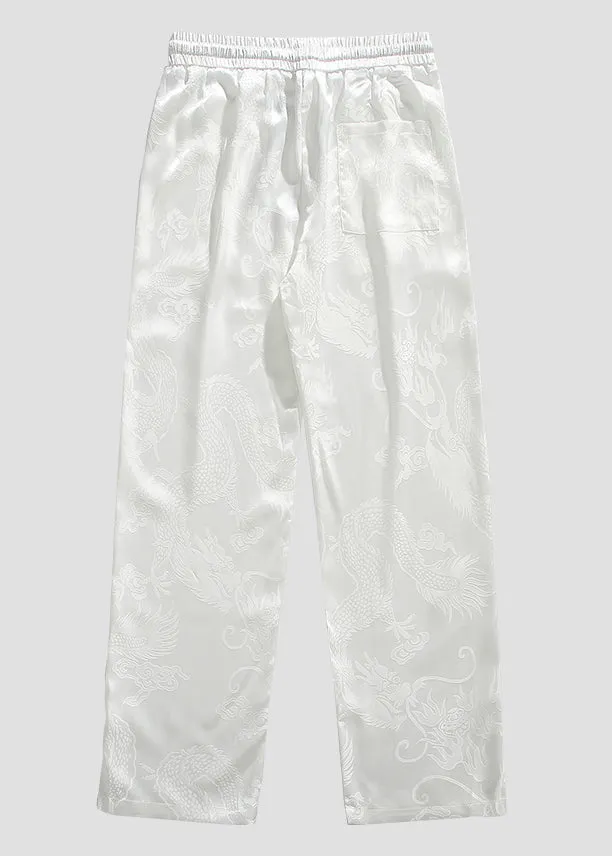 Boutique Black Pockets Jacquard Ice Silk Mens Pants Summer YT031