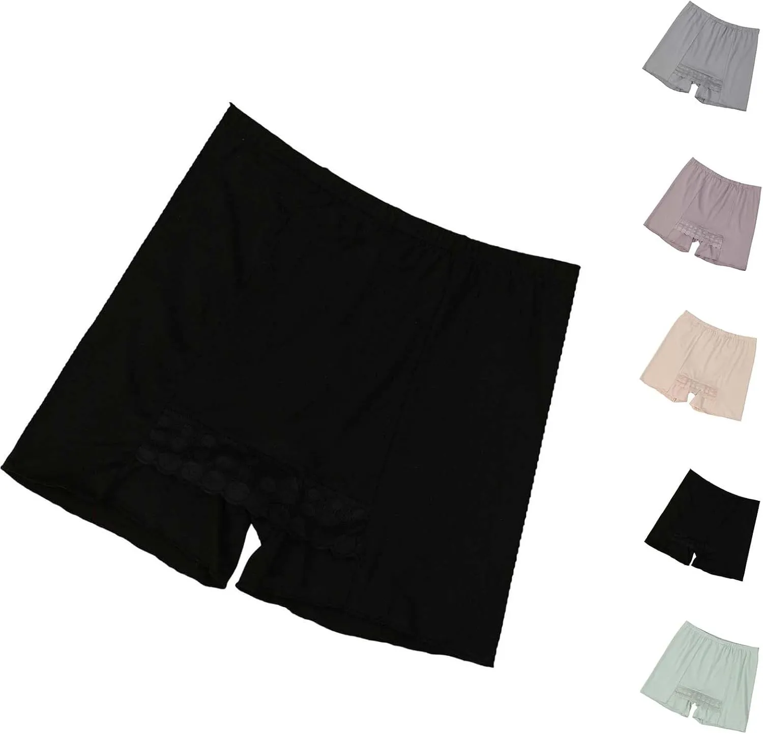 Boxer Shorts for Women Summer Pajamas Comfy Elastic Waist Lace Trim Underwear Pj Bottoms Half Slips Lounge Sleepwear Shorts