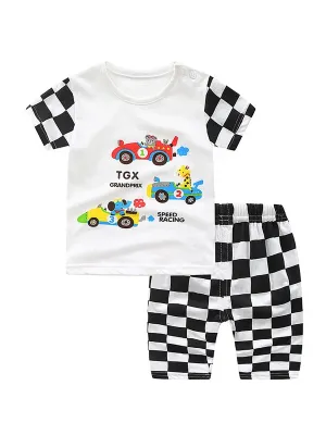 Boy's 2 Piece Checked Short Set