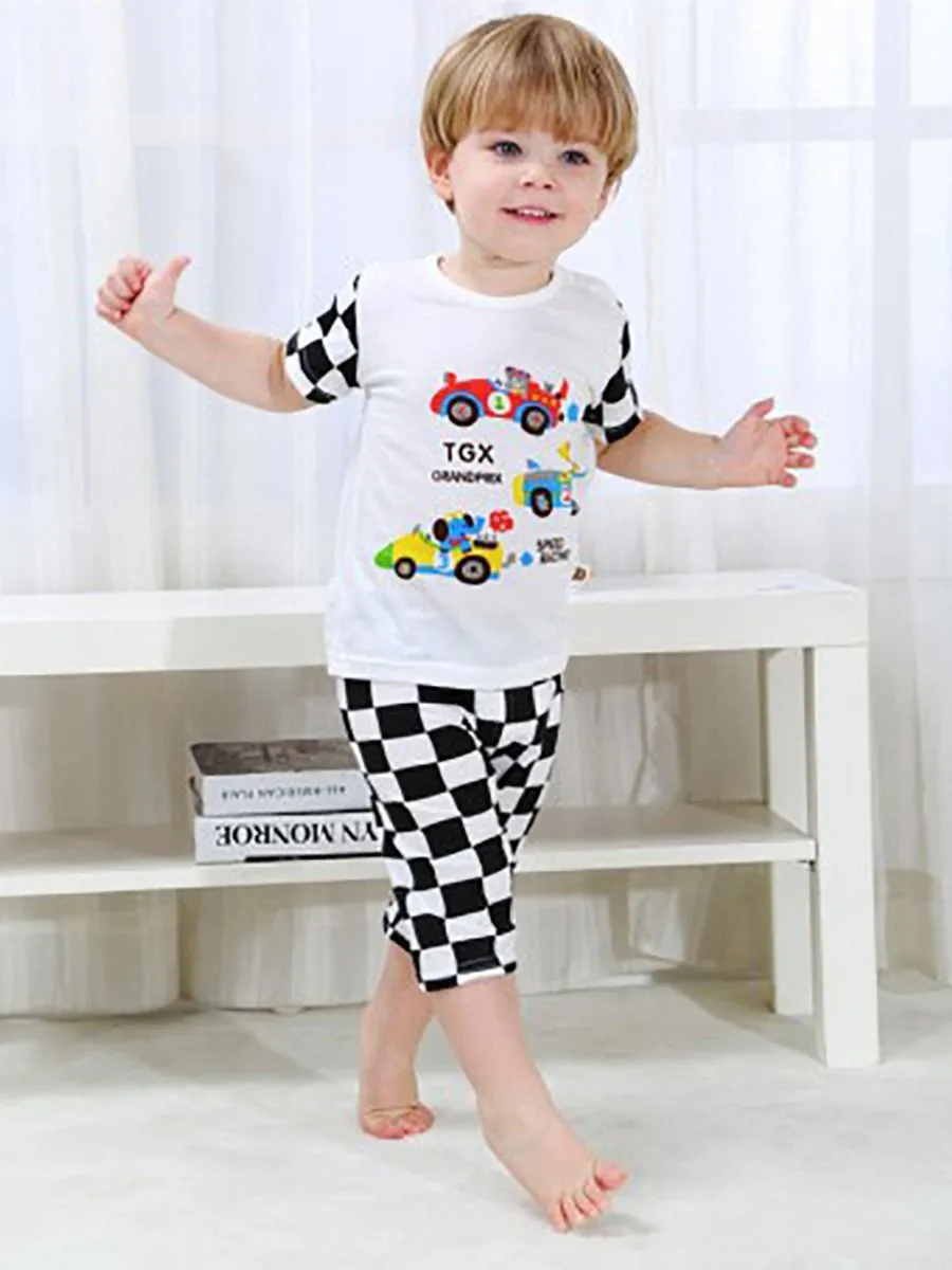 Boy's 2 Piece Checked Short Set